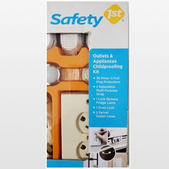 New Safety 1st Child Proof Kit Kid Baby Home Outlet Covers Fridge Latch Straps - Picture 5 of 15